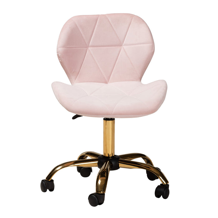 Savara Swivel Office Chair/Pink Velvet