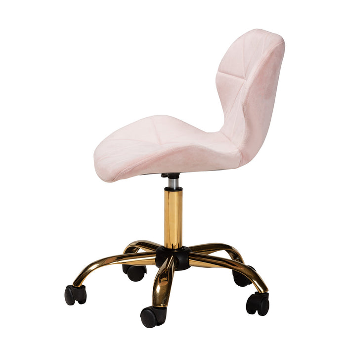Savara Swivel Office Chair/Pink Velvet
