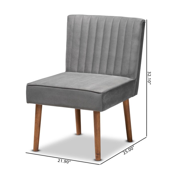 Alvis Wood Dining Chair/Grey Velvet