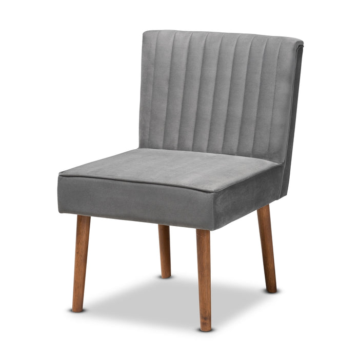 Alvis Wood Dining Chair/Grey Velvet