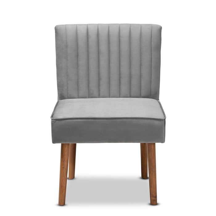 Alvis Wood Dining Chair/Grey Velvet