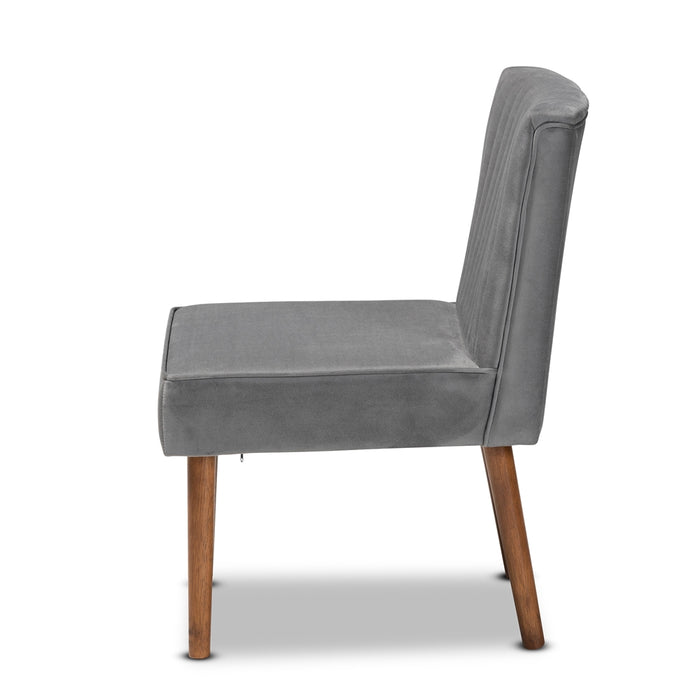 Alvis Wood Dining Chair/Grey Velvet