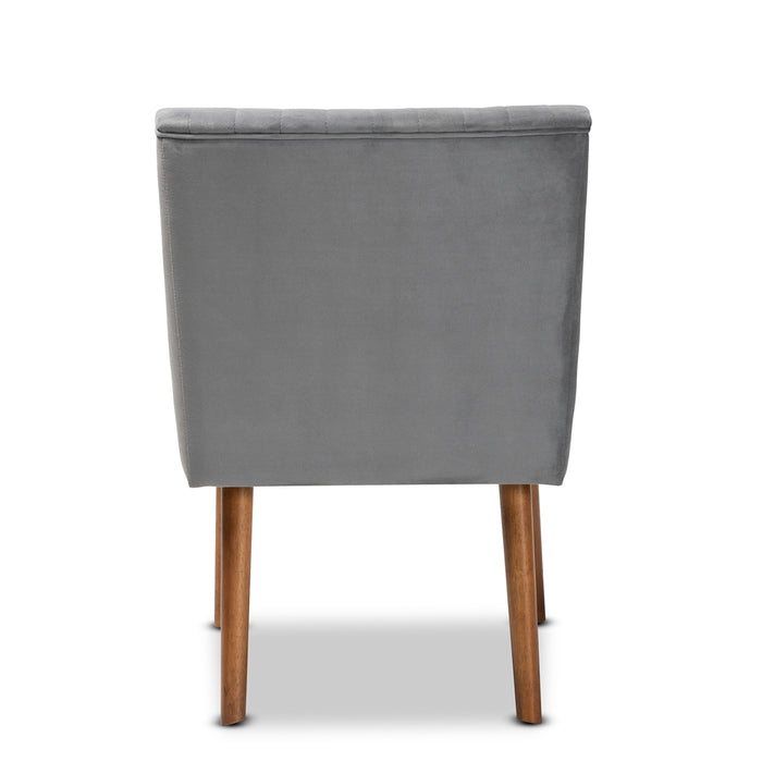 Alvis Wood Dining Chair/Grey Velvet