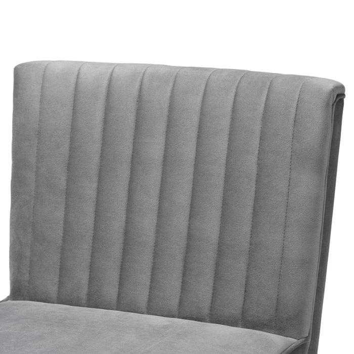 Alvis Wood Dining Chair/Grey Velvet