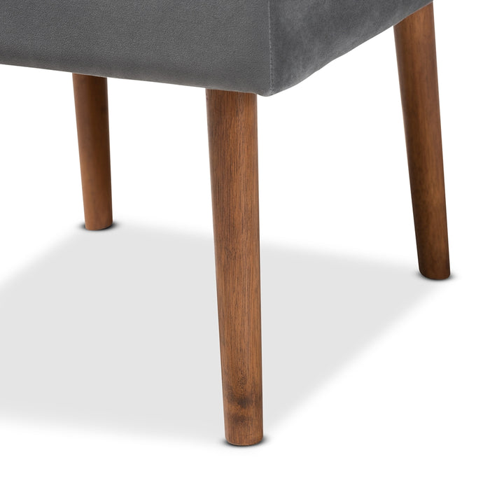 Alvis Wood Dining Chair/Grey Velvet