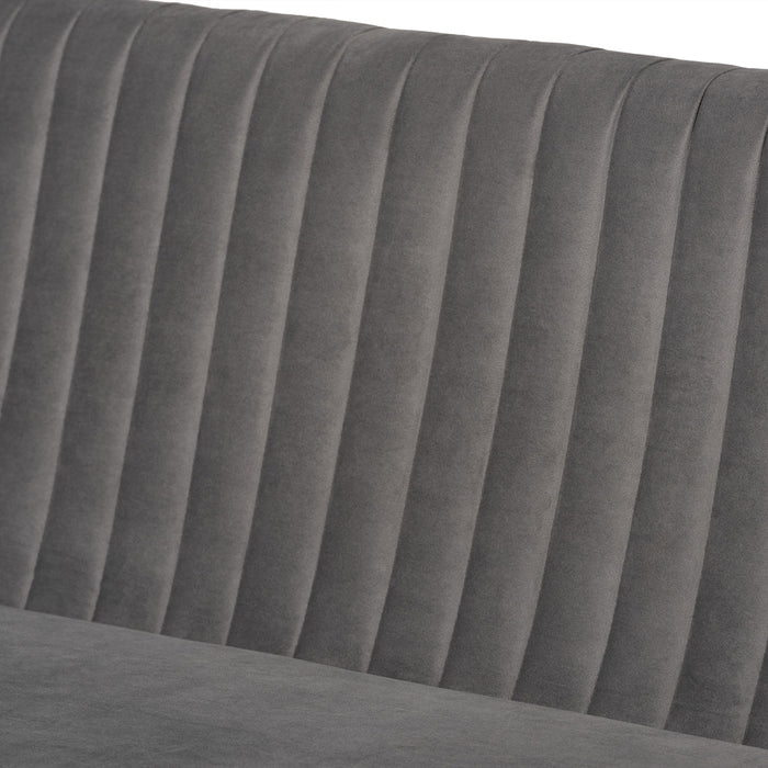 Alvis Mid-Century Grey Emerald Velvet  – 2-Piece Dining Bench Seating