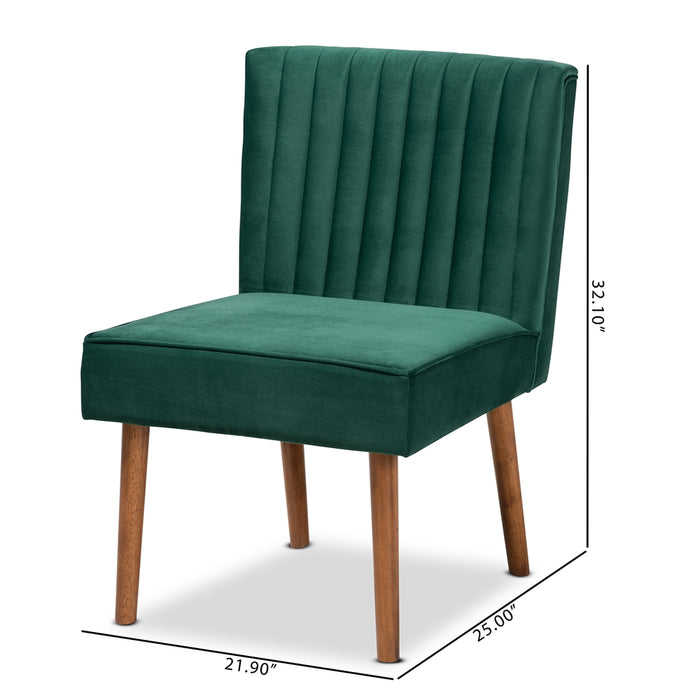 Alvis Wood Dining Chair/Emerald Velvet
