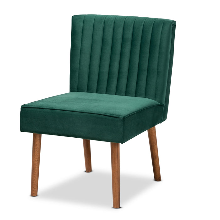 Alvis Wood Dining Chair/Emerald Velvet