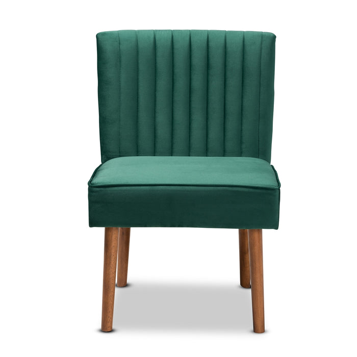 Alvis Wood Dining Chair/Emerald Velvet
