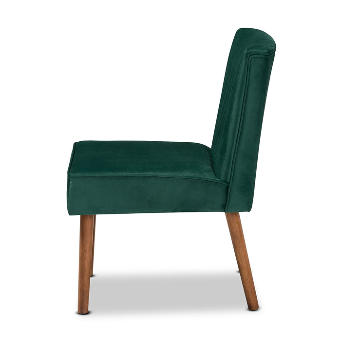 Alvis Wood Dining Chair/Emerald Velvet