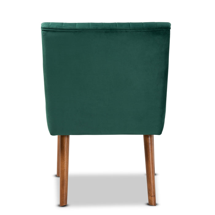 Alvis Wood Dining Chair/Emerald Velvet