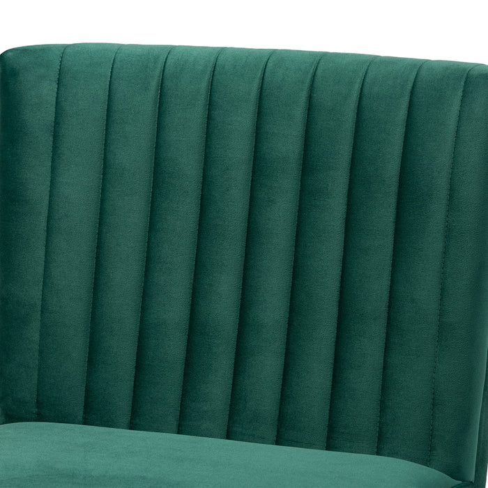Alvis Wood Dining Chair/Emerald Velvet