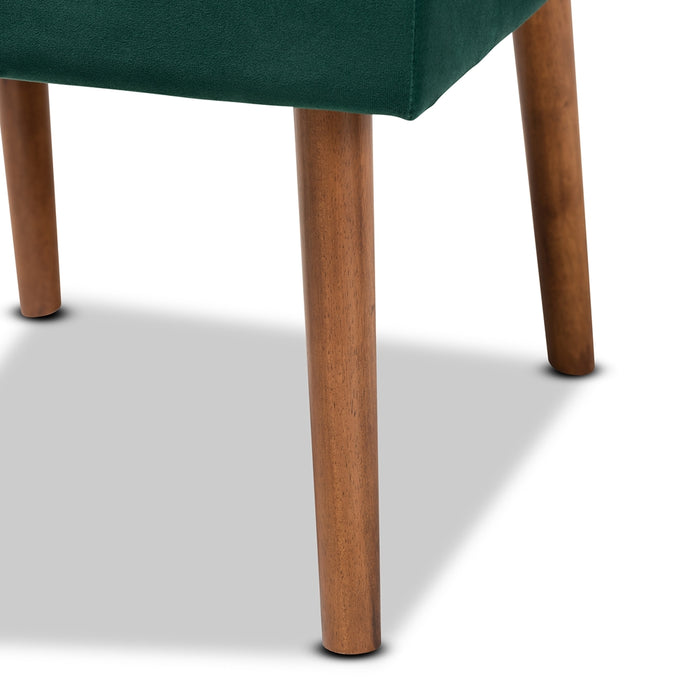 Alvis Wood Dining Chair/Emerald Velvet