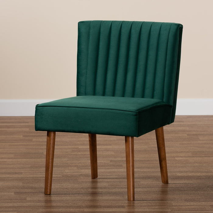 Alvis Wood Dining Chair/Emerald Velvet