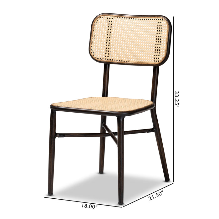 Katina Modern Rattan 2 Piece Outdoor Dining Chair Set/Dark Brown