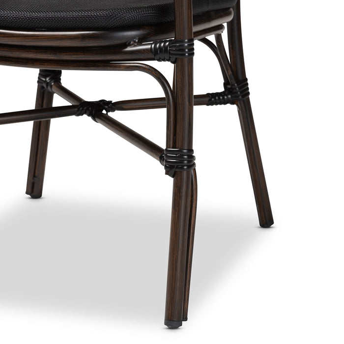 Erling Modern 2 Piece Outdoor Dining Chair Set/Black/Brown