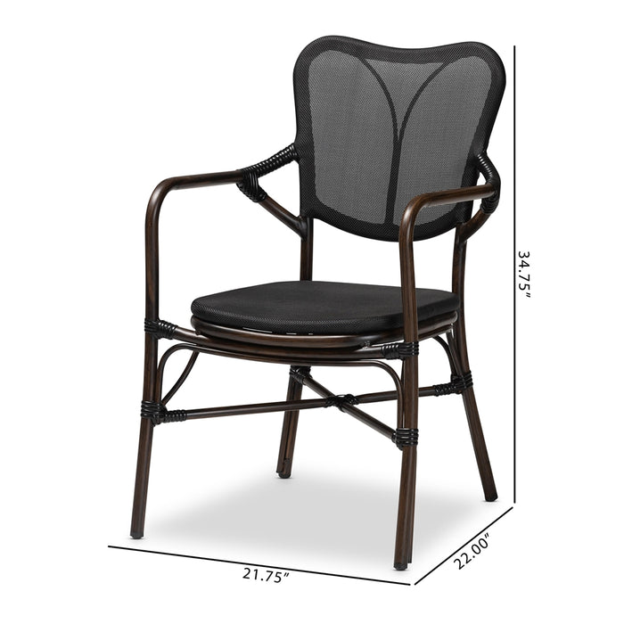 Erling Modern 2 Piece Outdoor Dining Chair Set/Black/Brown