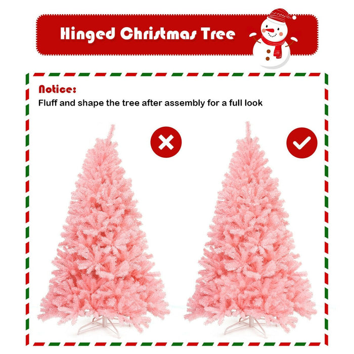 7.5 Feet Hinged Artificial Pink Christmas Tree