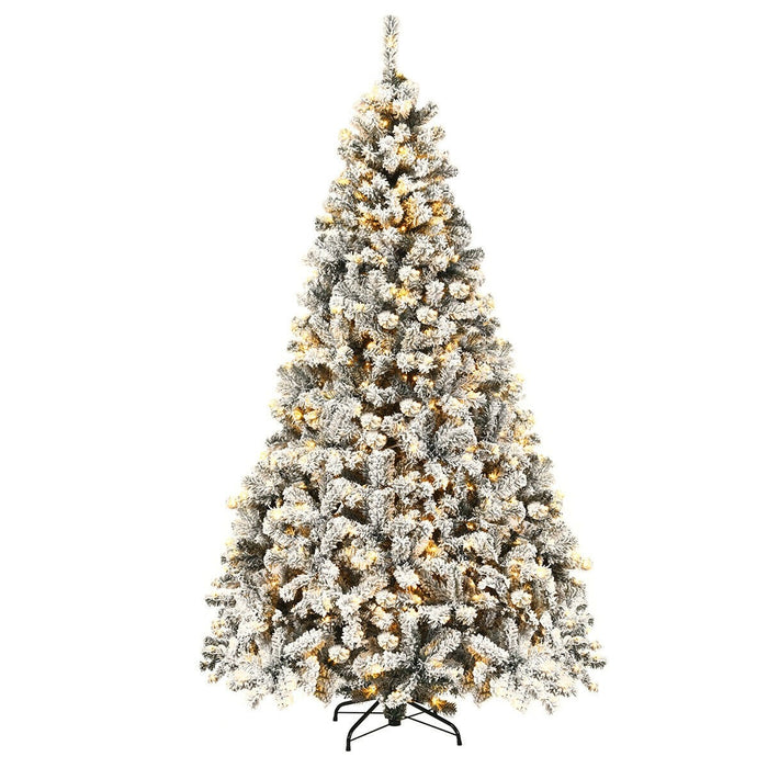 6 Feet Pre Lit Premium Snow Flocked Hinged Artificial Christmas Tree