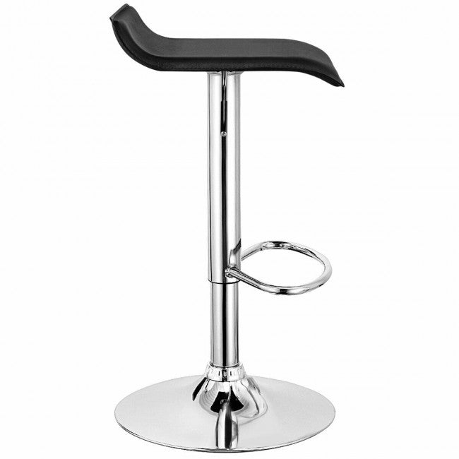 PU Leather Backless Bar Stools Set Of 2/Black