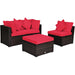 4 Pcs Ottoman Garden Deck Patio Rattan Wicker Furniture Set Cushioned Sofa - Cool Stuff & Accessories