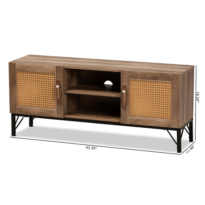 Veanna Bohemian Rattan 2 Door Tv Stand