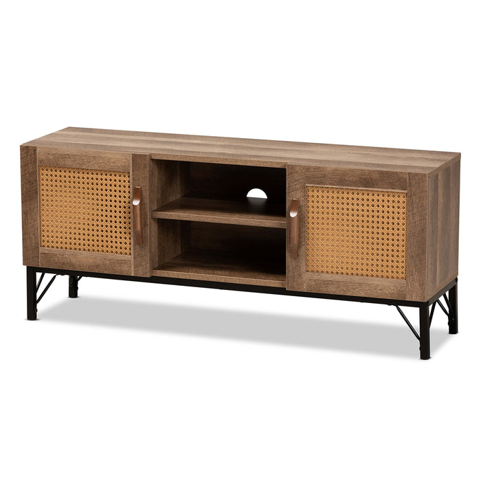 Veanna Bohemian Rattan 2 Door Tv Stand