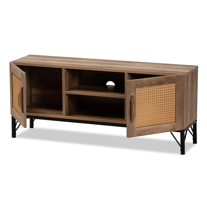 Veanna Bohemian Rattan 2 Door Tv Stand