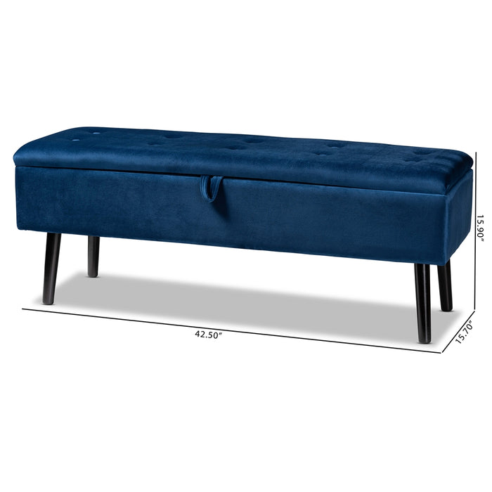 Caine Modern Wood Storage Bench/ Navy Blue