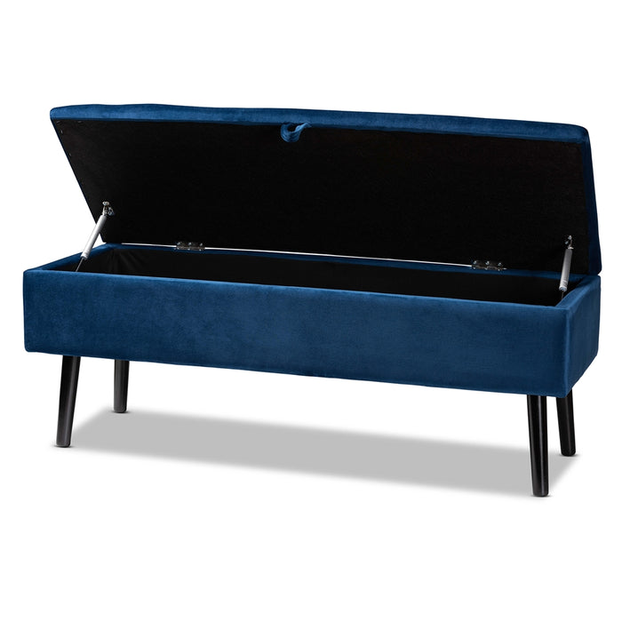 Caine Modern Wood Storage Bench/ Navy Blue