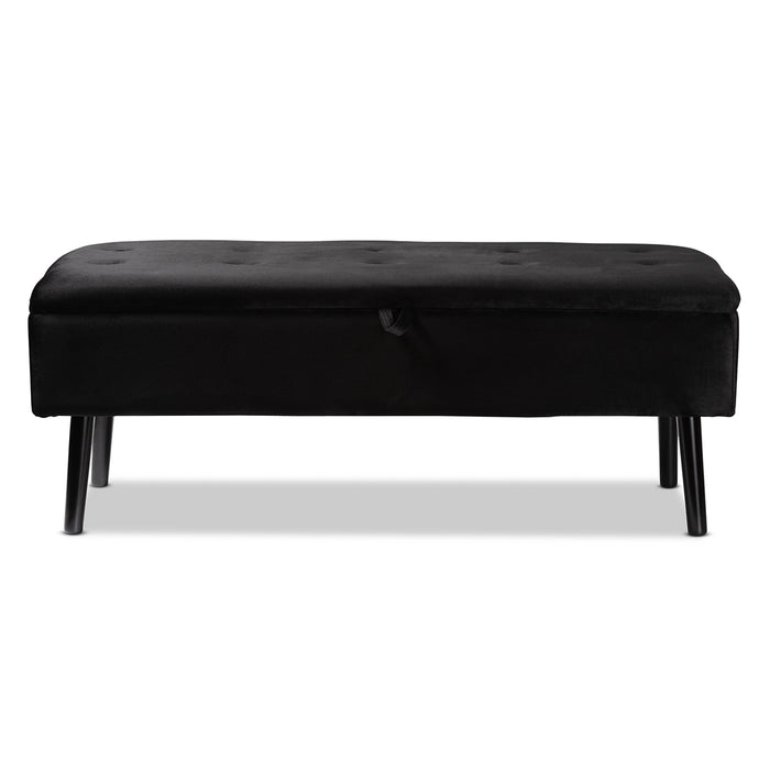 Caine Modern Wood Storage Bench/ Black Velvet