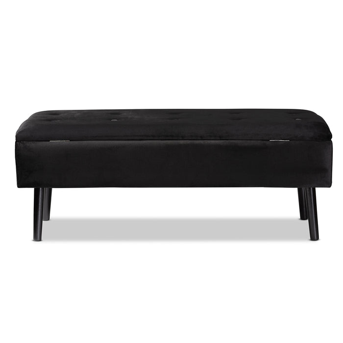 Caine Modern Wood Storage Bench/ Black Velvet