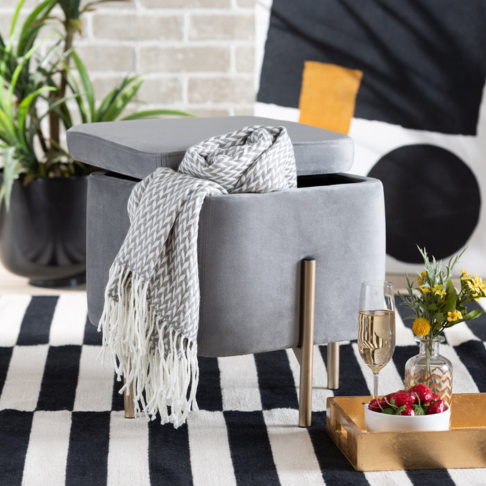 Aleron Storage Ottoman/Grey