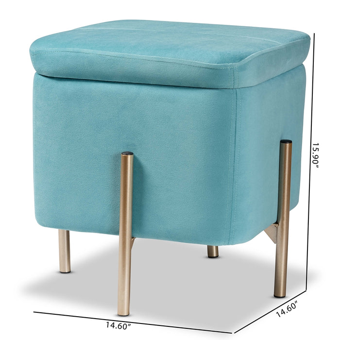 Aleron Storage Ottoman/Light Blue