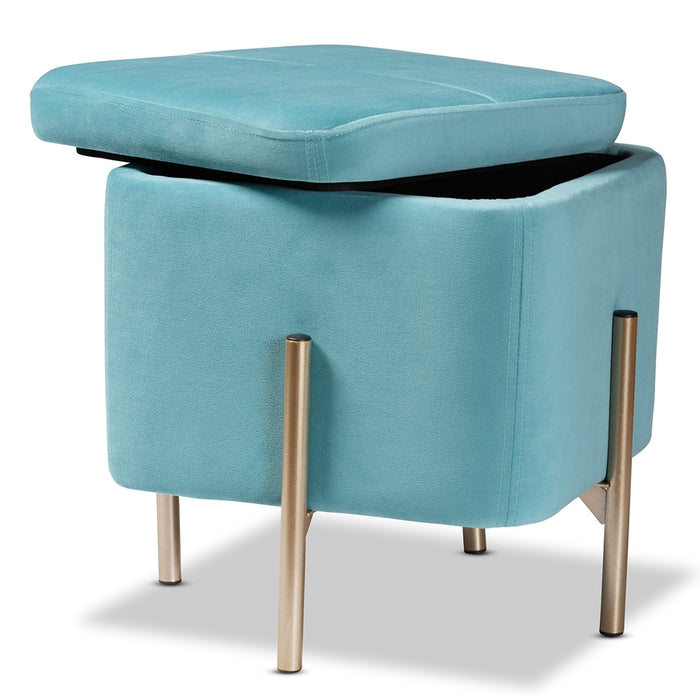 Aleron Storage Ottoman/Light Blue