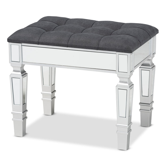 Hedia Upholstered Ottoman/Grey