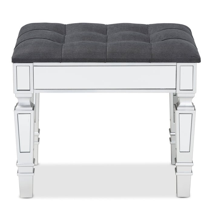 Hedia Upholstered Ottoman/Grey