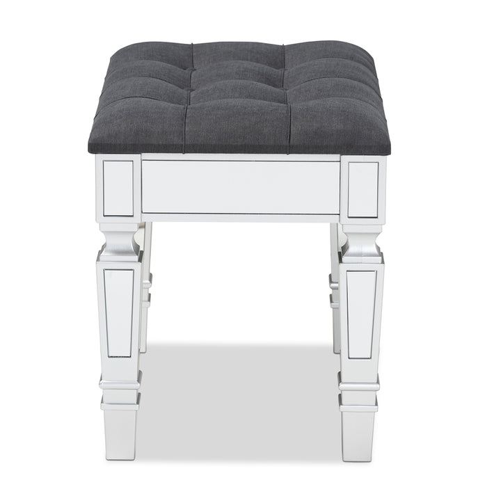 Hedia Upholstered Ottoman/Grey