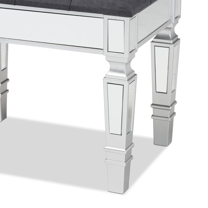 Hedia Upholstered Ottoman/Grey