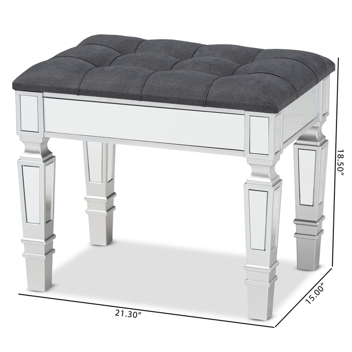Hedia Upholstered Ottoman/Grey