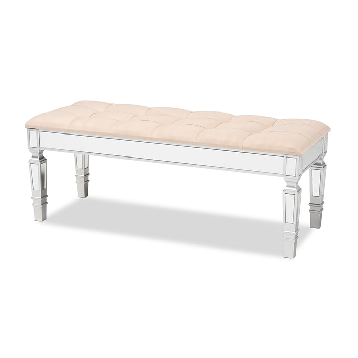 Hedia Upholstered Accent Bench/Beige