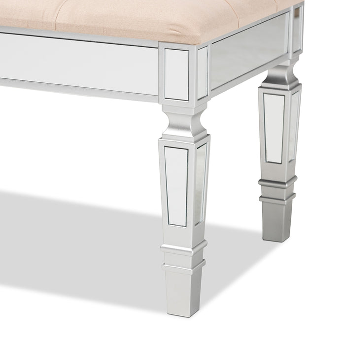 Hedia Upholstered Accent Bench/Beige