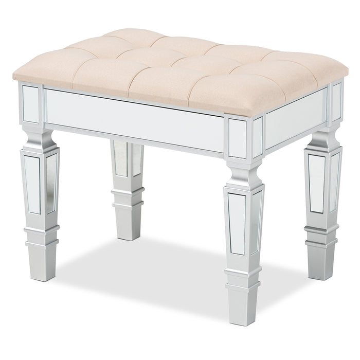 Hedia Upholstered Ottoman/Beige