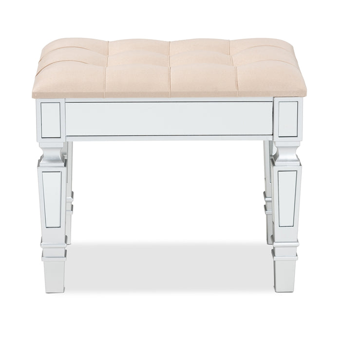 Hedia Upholstered Ottoman/Beige