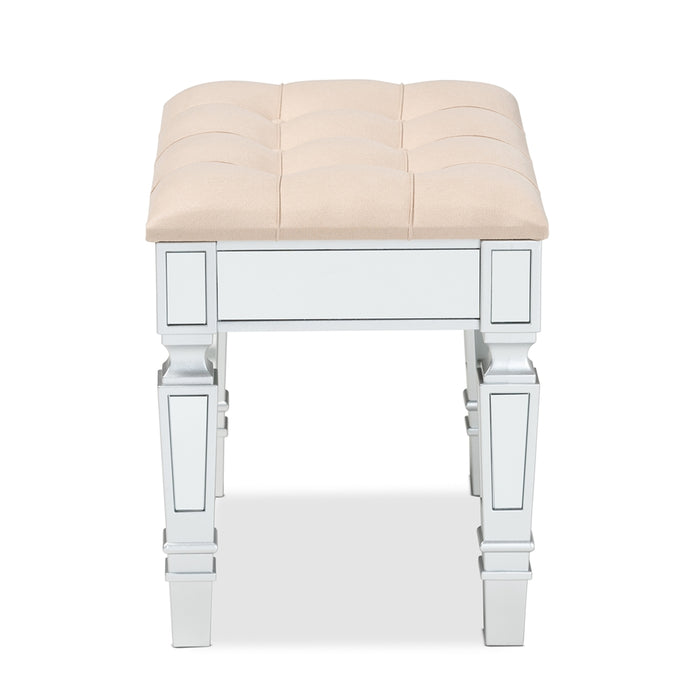 Hedia Upholstered Ottoman/Beige