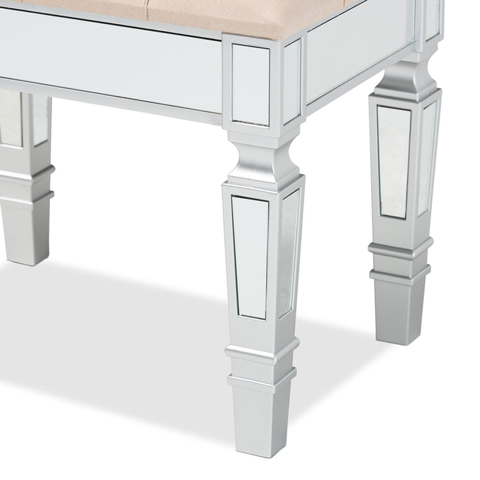 Hedia Upholstered Ottoman/Beige