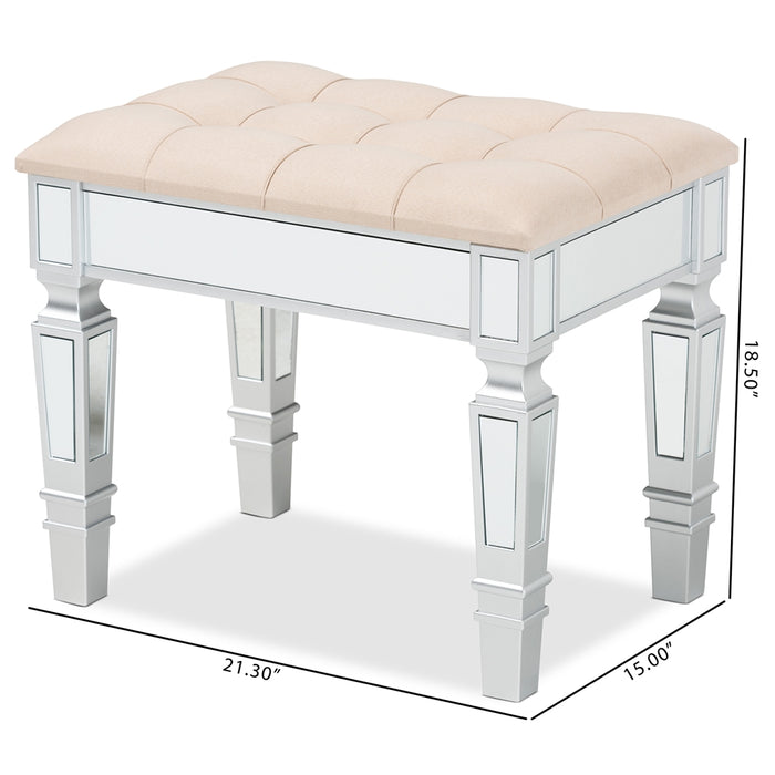 Hedia Upholstered Ottoman/Beige