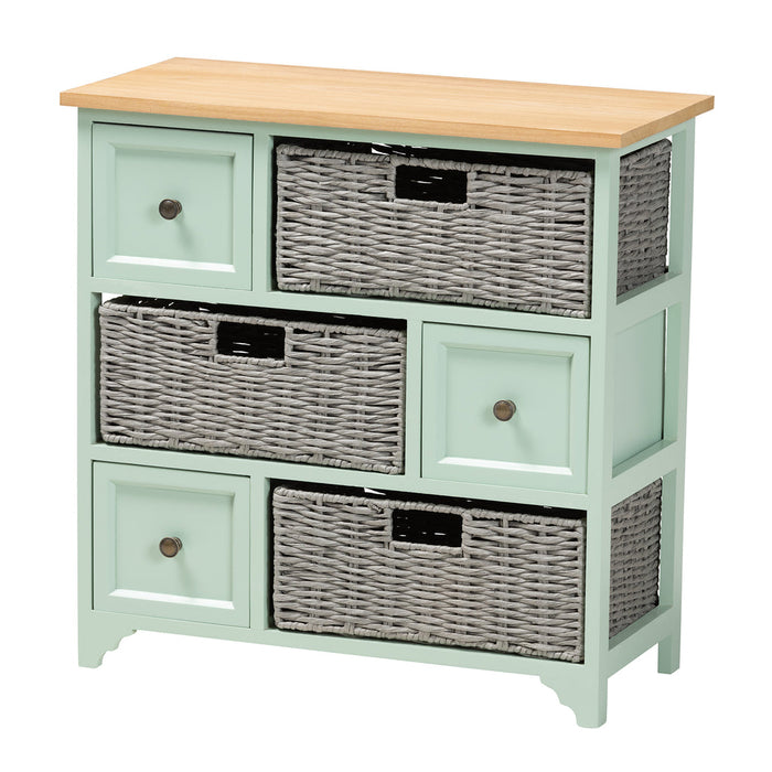 Valtina 3 Drawer Storage With Baskets/Mint Green