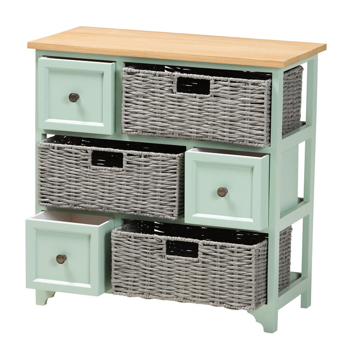 Valtina 3 Drawer Storage With Baskets/Mint Green