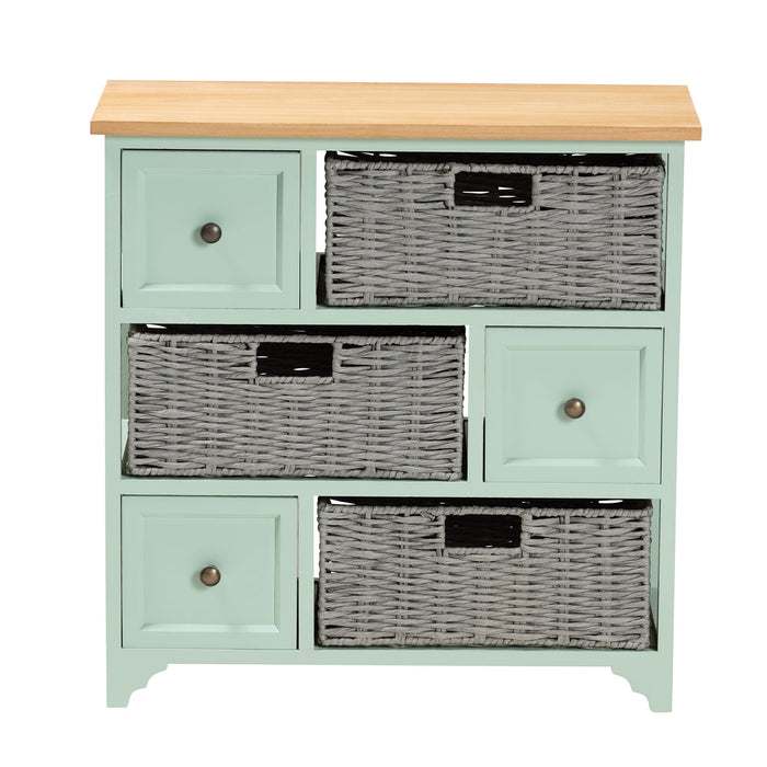 Valtina 3 Drawer Storage With Baskets/Mint Green